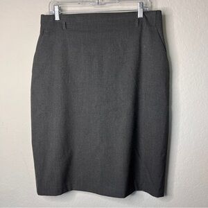 Liz Claiborne New York Pencil Skirt Size 14 Charcoal Gray Belt Loops Pockets